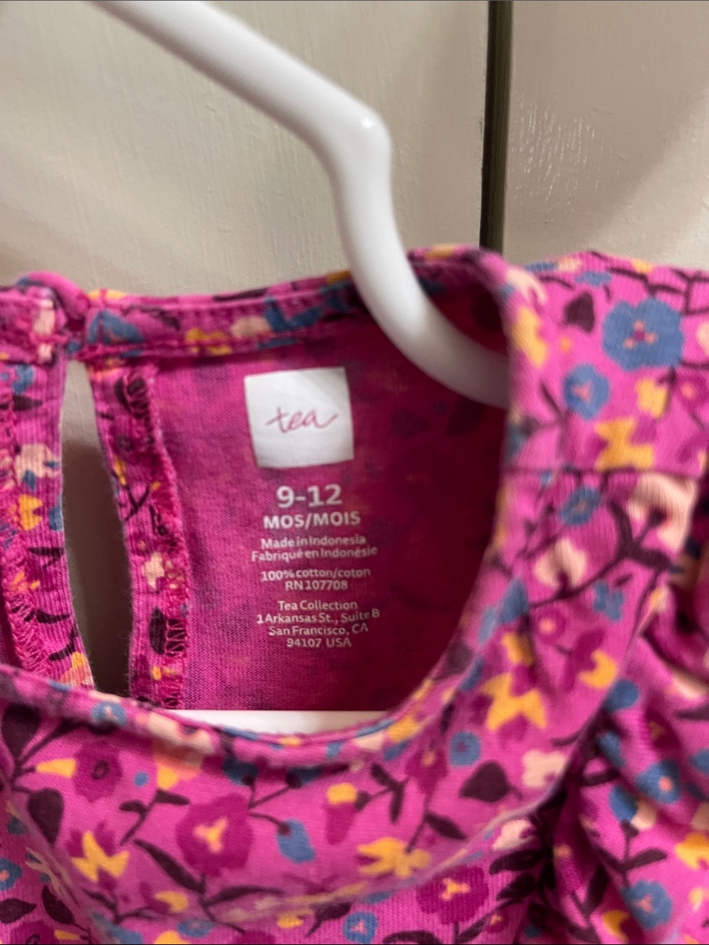 Tea Collection Pink Floral Ruffle One-Piece Bodysuit - Picture 2 of 7